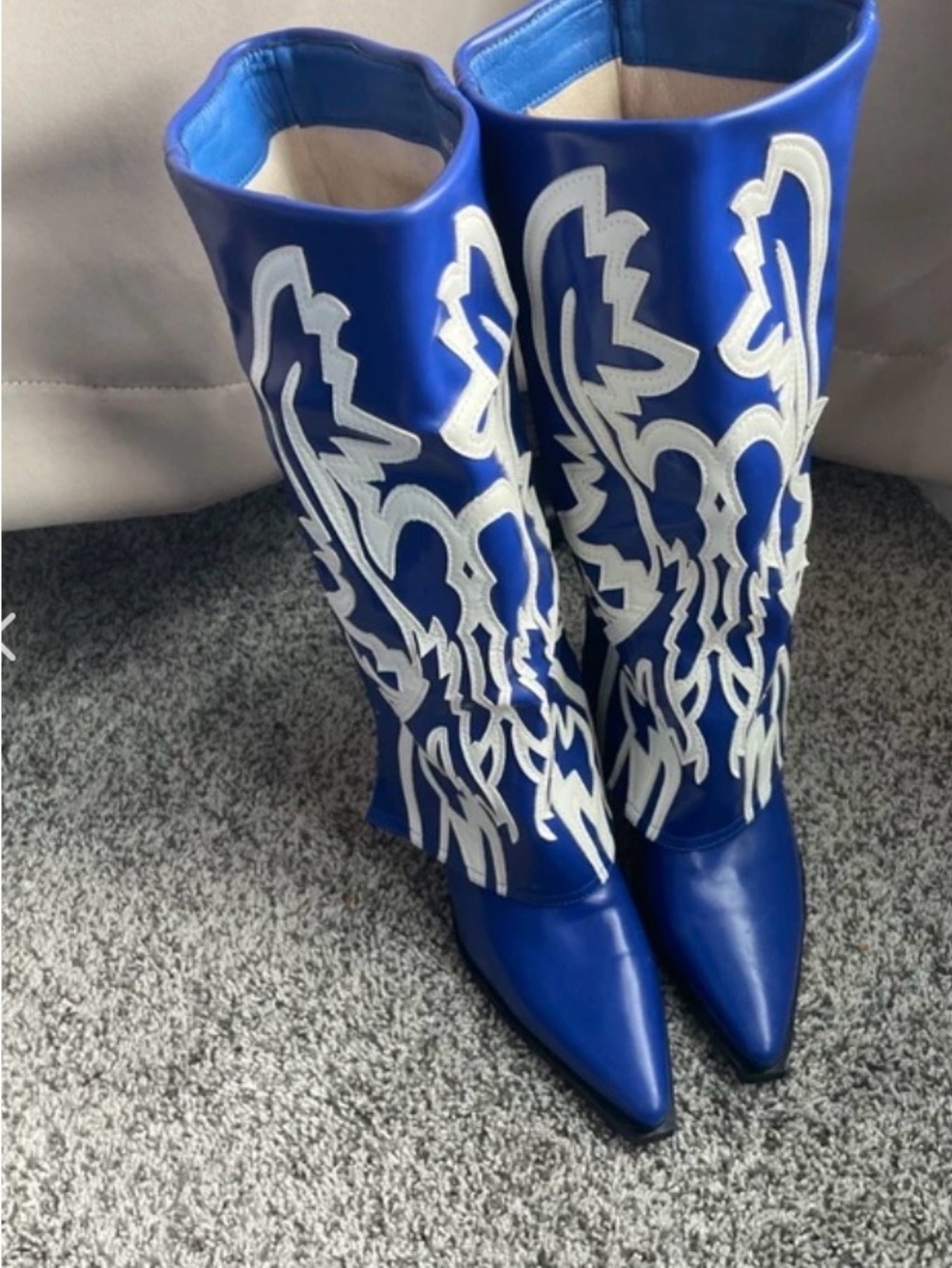 Azalea Wang Blue Simply Foldover Shaft Western Boot